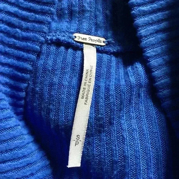 Free People Prism Sweater Blue Bell Combo Size S/P Classic Ribbed Turtleneck - Picture 8 of 12